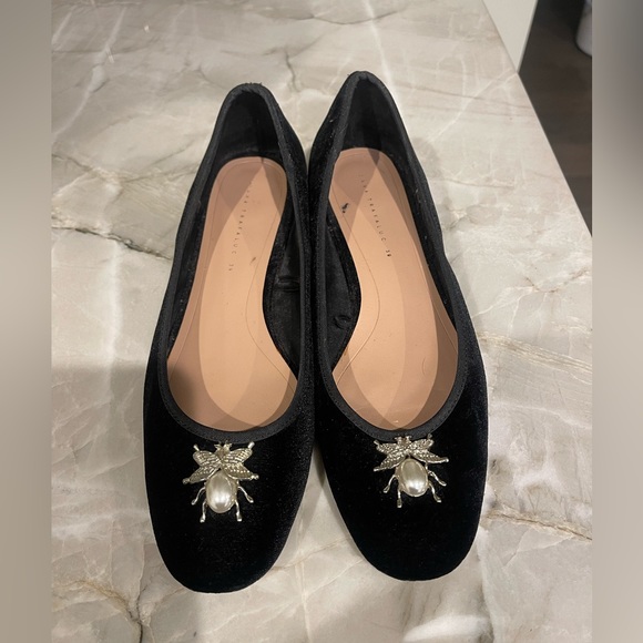 Zara Trafaluc Beetle Embellished Velvet Flats shoes limited edition SZ 39 8 Used - Picture 3 of 4